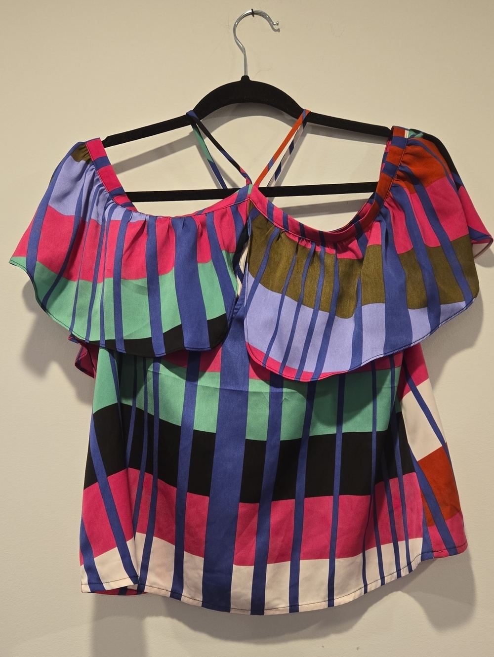 Express Color Block Going Out Off the Shoulder Top Multicolor Size Small NWT
